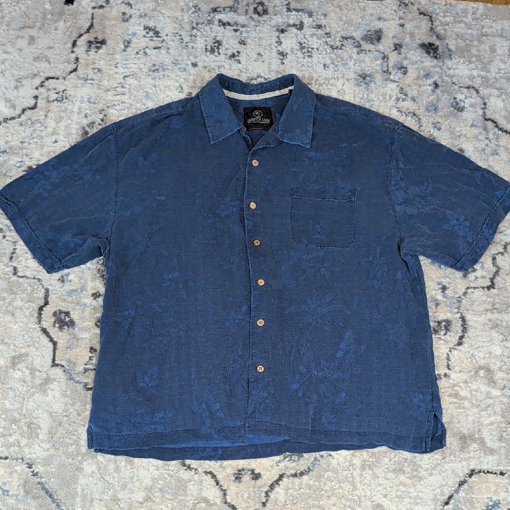 Tommy Bahama Jamaica Jaxx Silk Hawaiian Shirt Blue Floral XXL